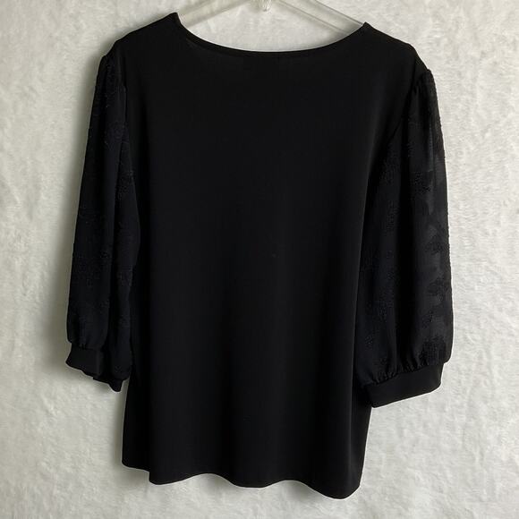 Carmen Marc Valvo Mesh Black Womens Size 1X Blouse - Picture 4 of 8
